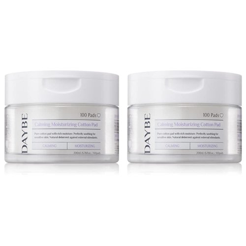 DAYBE Toner Pad Calming Moisturizing Soothing Toner Cotton Pad 100 Pads | Free Full Size Sample (Random) | Super Centella™ and 6 Hyaluronic Acids Toner-Soaked Pads | Pack of 2