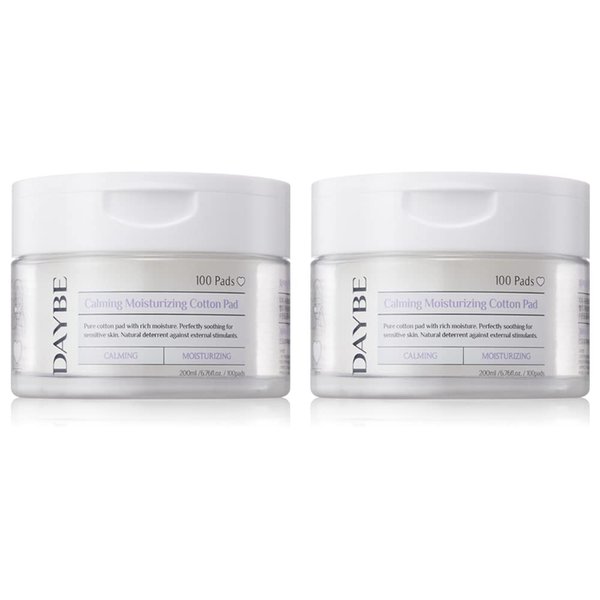 DAYBE Toner Pad Calming Moisturizing Soothing Toner Cotton Pad 100 Pads | Free Full Size Sample (Random) | Super Centella™ and 6 Hyaluronic Acids Toner-Soaked Pads | Pack of 2