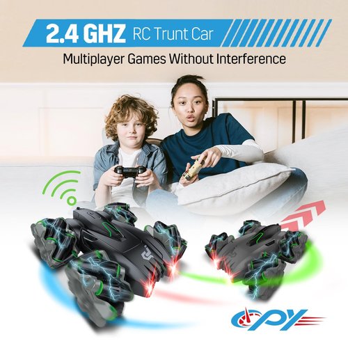 Remote Control Car,RC Cars with Headlights and Music,Double Sided 360 Flips Rotating RC Stunt Car,2.4Ghz All Terrain Toys for Ages 4-7 8-12 Kids Toy for Boys Girls Birthday Gift