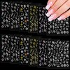 12 Sheets Flower Nail Stickers Hibiscus Nail Decals 3D Self-Adhesive White Pink Gold Floral Pattern for Women Girls DIY Acrylic Nail Manicure Decoration