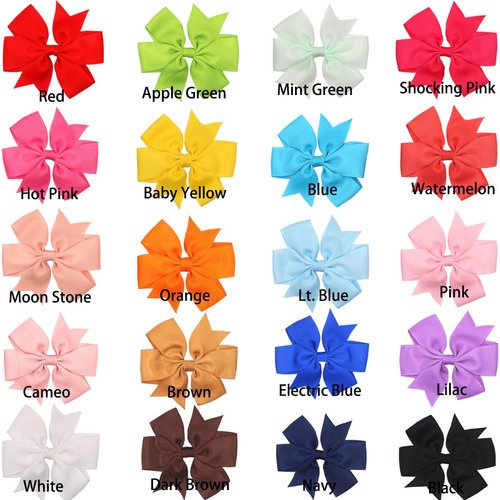 CÉLLOT 40Pcs 3.5 Inch Boutique Grosgrain Ribbon Pinwheel Hair Bows Alligator Clips For Girls Toddlers Accessories Teens Gifts In Pairs