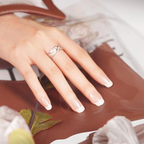 DANNI & TONI Semi Cured Gel Nail Strips Classic French (Crystal Frost) Sheer French Gel Nail Stickers with White Tips Glossy Nail Polish Wraps 28 Stickers