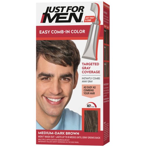 Just For Men Easy Comb-In Color Mens Hair Dye, Easy No Mix Application with Comb Applicator - Med...
