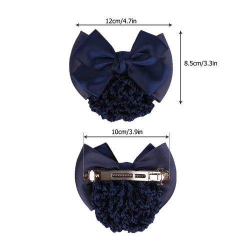 Driew Hair Clip, 6 Pcs Hair Net with Bow Hair Snoods for Women, Velvet, Polyester, Metal