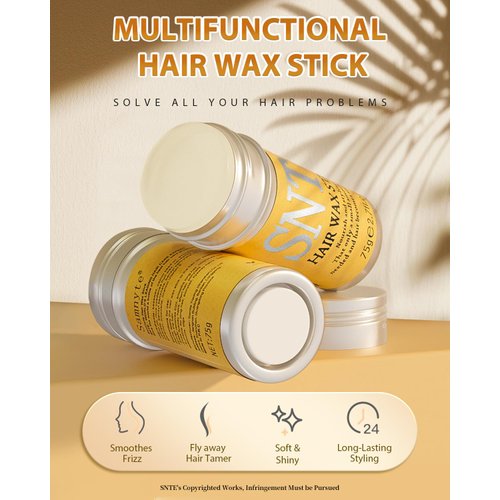 Samnyte Hair Wax Stick, Hair-Styling Waxes, Nourishing Accessories - Slick Stick for Women & Kids, Gel Tamer for Flyaways, Bun Maker & Styling Cream, 2.7 Fl Oz