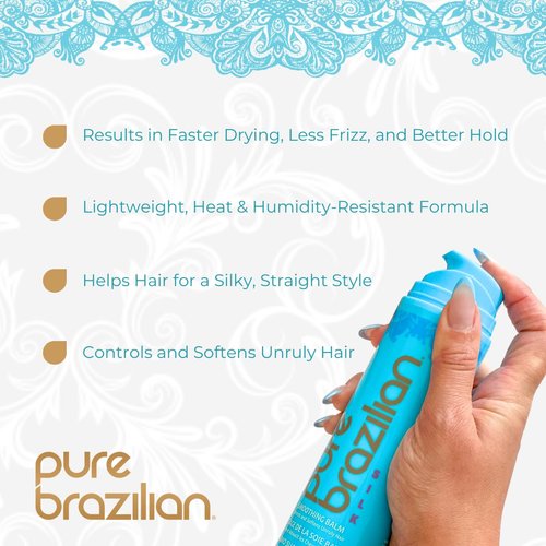 Pure Brazilian - Silk Smoothing Balm With Keratin, Hydrolyzed Silk & Coconut Oil, Anti-Frizz, Nourishing and Strengthening Formula for Silky Smooth Hair, Salon-Quality Treatment, Pack Of 2 (6.78 Oz)