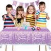 2pcs Purple and silver Birthday Party Tablecloth Glitter Diamonds Happy Birthday Tablecloth boy girl Party Supplies Decorations 70 inches x 51 inches for Purple and silver Birthday party supplies