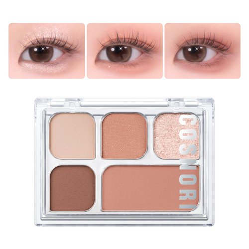 COSNORI My Moment Eye Palette - 5 Colors Pigmented Matte, Shimmer and Glitter Eyeshadow Palette, Highly Blendable, Multi-Use Eye Palette (03 Snug Rose)