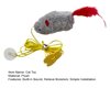Gray Interactive Cat Toy, Hanging Self-Play Little Mouse Shaped Toys Cat Toy, Built-in Sound, Relieve Boredom, Hanging Squeak Mouse Stretchy Feather Plush Cat Toy with Adhesive Hooks