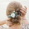 Fangsen Silver Wedding White Flower Hair Comb Boho Floral Hair accessory for Women and Girls