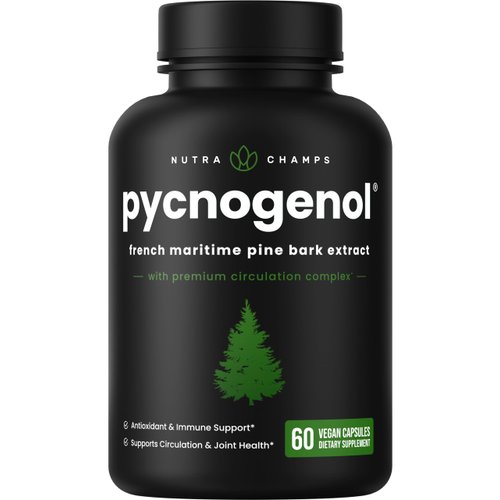 Pycnogenol French Maritime Pine Bark Extract | Premium Circulation Complex | Blood Flow, Nitric Oxide Production | Superior Absorption, Results with Black Pepper Extract | Vegan, Non-GMO | 60 Capsules