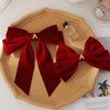 2Pcs Initial Velvet Hair Bows & Hair Ribbons, Hair Clips for Women, Hair Accessories for Girls, Hair Ribbon Barrettes, Personalized Gifts for Wedding Birthday Christmas Valentines(Red,A)