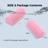 Jeymei 4-Pack Damp Clean Duster Sponge, Sponge Cleaning Brush, Duster for Cleaning Blinds, Glass, Baseboards, Vents, Railings, Mirrors, Window Track Grooves and Faucets Pink Non-Scratch Sponges