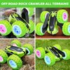KKONES Remote Control Car, 2.4GHz Electric Race Stunt Car, Double Sided 360° Rolling Rotating Rotation, LED Headlights RC 4WD High Speed Off Road Gift for 3 4 5 6 7 8-12 Year Old Boy Toys (Green)