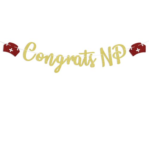 Congrats NP Banner - Nursing School Survivor Banner - Nurse Graduation Party Decorations, Nurse Practitioner Graduation Party Supplies