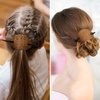 Leather Hair Clip with Stick Faux Leather Hair Barrette Hair Tie Leather and Stick Hair Slide Oval Shape Hair Pins Ponytail Holders Hair Accessories for Women Girls (Vintage Style,5)