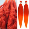 Red Orange Braiding Hair Pre stretched,Pre stretched Kanekalon Synthetic Braiding Hair Extensions for Braids