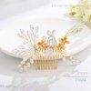 Foyte Gold Bridal Hair Comb Rhinestone Pearl Hair Piece Leaf Bridesmaid Hair Accessories Wedding Crystal Headpiece for Party Prom Pageant