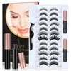 URAQT Lash Clusters Kit, 12 Pair Reusable Magnetic False Eyelashes with 2 Tubes Waterproof Eyeliner & Tweezers Cluster Eyelash Extensions Kit Cat Eye Lashes Eyelashes Clusters Lashes Extension Kit
