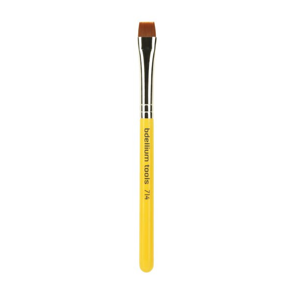 Bdellium Tools Professional Makeup Brush - Travel 714 Flat Eye Definer - Short Wooden Handle for Convenient Travel, For Eye Definition (Yellow, 1pc)
