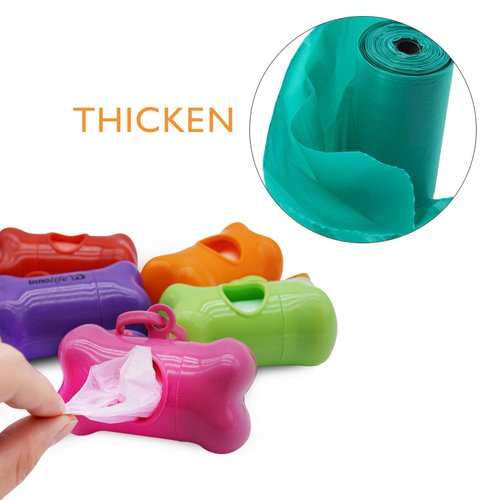 INNOLIFE Dog Poop Bag, Set of 6 Bone Shaped Dispensers + 90pcs Pet Waste Bags, Dog Waste Bags, Bulk Poop Bags on a roll, Clean up Poop Bag