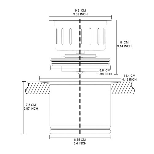 BOTEMY Extended Garbage Disposal Flange Basket Strainer Stopper, Deep 304 Stainless Steel Kitchen Sink Flange for 3-1/2 Inch Standard Sink Drain Hole, Polished Deep Sink Disposal Flange Stopper