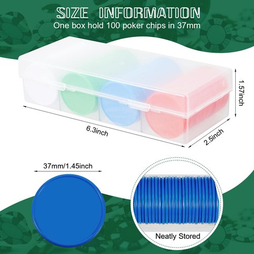 Lewtemi 300 Pieces Plastic Poker Chips with Storage Box Counters Chip Poker Chips Set for Adults Poker Game Counters Play Game Bingo Learning Math Counting(Blue, Red, Green, White)