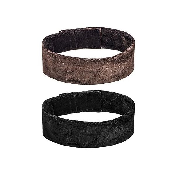 JDYYICZ 2 Pack Velvet Wig Band Head Hair Band Adjustable Fastern (Black and Brown)
