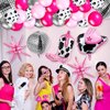 Hungdao 23 Pcs Cowgirl Theme Party Balloons Set Cow Print Balloon Cowgirl Hat Boot Balloon Pink Silver Balloon Star Balloons Ribbon for Western Theme Party Decorations Retro Horse Rodeo Party Supplies