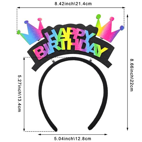 3 PACK Happy Birthday Headband, Happy Birthday Crown Hairband, Rainbow Birthday Tiara, Birthday Crown for Women