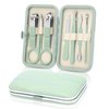 Manicure Set-Stainless Steel Nail Care Set-Professional 7 in 1 Ingrown Toenail Clipper Grooming Tool-Pedicure Kit & Toe Nail Cutter-Thick Nail Scissors Toiletries with Cuticle Trimmer (Green)