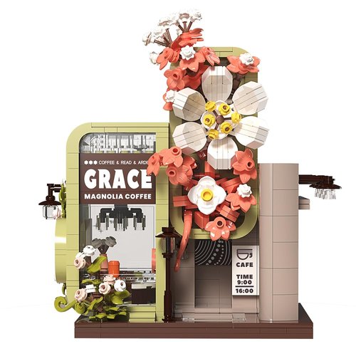 JO bulidershrs City Cafe Building Set 986 Pcs Coffee Shop Building Blocks Street View Flower Cafe House Building Toys Friends House Building Kit Architecture Construction Toy for Adults Boys Girls 14+