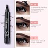 2024 Upgraded Magic Eyebrow Pencil - 3D Waterproof, Sweatproof & Long-Lasting All Day 4-Tip Microblading Brow Pen for Vivid & Hair-Like Brows Contouring & Precise Magic with 4 Fork (Gray Brown)