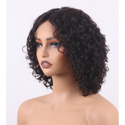 ManeMajesty 12 Inch Deep Curly Human Hair Wig Glueless T Part 13X4 Lace Front Wigs Human Hair HD Lace Pre Plucked Hairline 180% Density Jerry Curly Human Hair Wig for Black Women Natural Color