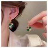 Sttiafay Boho Emerald Crystal Drop Earrings Green Rhinestone Flower Earrings Vintage Emerald Petal Earrings Green Cz Flower Earrings Jewelry for Women