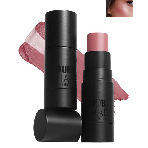 Cream Blush Stick Makeup for Cheeks, Multi Blush & Highlighter Contour Stick, Long Lasting Waterproof Creme Blush Bronzer Stick, Lightweight Matte and Dewy Finish, Face Shaping Makeup for Women-02