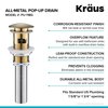 KRAUS Pop-Up Drain with Overflow in Brushed Gold, PU-11BG
