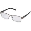 Foster Grant Men's Leo Square Reading Glasses, Gunmetal/Transparent, 59 mm + 2.75