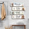 Funny Highland Cow Bathroom Rules: 4pcs Rustic Wooden Farmhouse Signs for Toilet, Nursery & Restroom