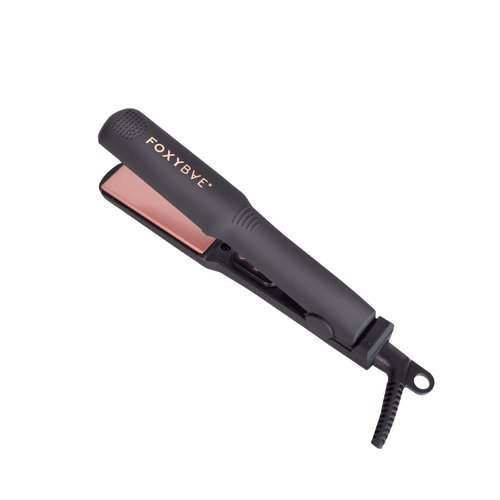FoxyBae Mini Flat Iron Hair Straightener - for Travel | Dual Voltage Mini Hair Straightener | For Frizz-free and Healthy Sleek Hair | Small Flat Iron for Short Hair [Black Rose-Gold]