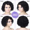 quickwig Human Hair Wigs Short Bob Curly Wig Lace Part Glueless Wigs Natural Wave African American Wigs for Black Women Natural Black Color