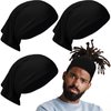 Sintege 4 Pcs Dreadlocks Tube Sock Wide Elastic Headband Loc Cap Long Hair Dreads Head Wrap Unisex Spandex for Women Men(Black)