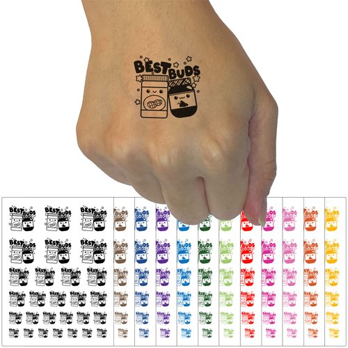 Peanut Butter and Jelly Best Buds Friends Temporary Tattoo Water Resistant Fake Body Art Set Collection - Purple (One Sheet)