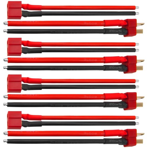 4Pairs HIRCQOO T-Plug Deans Style Connector Plug Male Female Connector with 3.93'' 14AWG Silicone Wire Adapter for RC Car Truck Boat Drone Lipo Battery ESC Charger