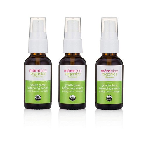 Mambino Organics Youth Glow Balancing Serum 3 Bottles – Hydrating Serum for Oily Skin - All Natural Vitamin C & Omega Complex Serum for Face - 1oz
