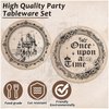 Fairytale Plates and Napkins Once Upon a Time Tableware Set Girl Princess Plates Old Opening Book Dinnerware Floral Castle Plate for Birthday Party Wedding Baby Shower Decoration Supplies Serve 24