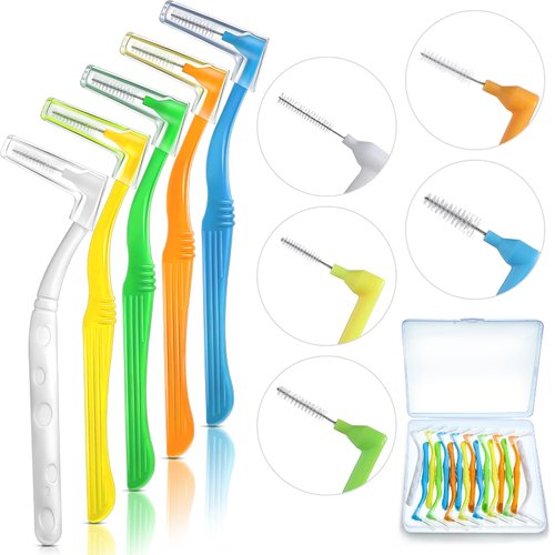20 Pieces Interdental Brushes Braces Toothbrush Betweens Angle Alternative Brushes Flossing Head Oral Dental Tooth Brush Interdental Cleaners for Tooth Cleaning (Mixed Sizes, Mixed Colors)