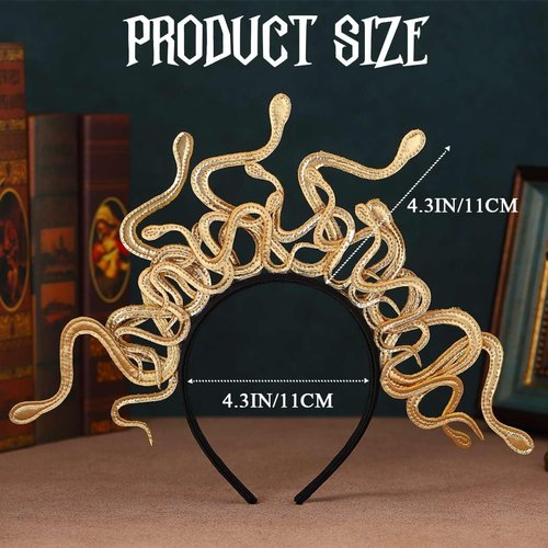 CAKURE Medusa Snake Headband Gold Goddess Headpiece Halloween Party Festival Headdress Medusa Costume Hair Accessories for Women and Girls