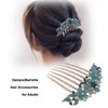 Micro Traders Flower Hair Comb Rhinestone Wedding Bride Headpiece Hair Ornament Decorative Hair Accessories for Women And Girls Hairstyles Blue