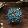 UDIXI Dragon Metal Dice Set D&D, 7-die Polyhedral Dice Set with Unique Shape for DND Dungeons and Dragons Role Playing Games(Bronze with Blue Number)